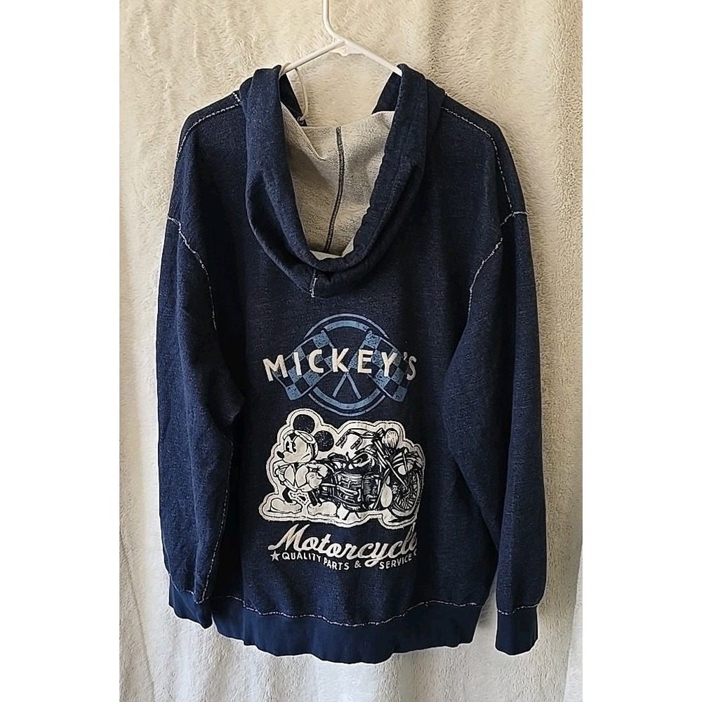 Disney Parks Mickey's Motorcycle Full Zip Hoodie Jacket XXL Extra Large Blue